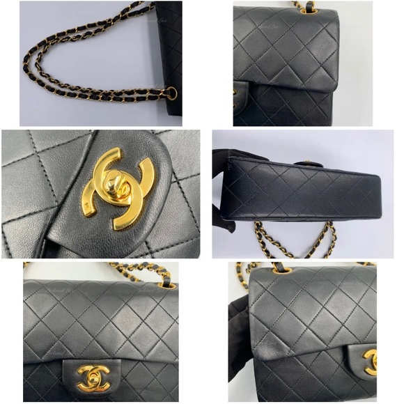 Authentic CHANEL Lambskin Small Classic Double Flap Bag Black/ Gold Hardware - Picture 6 of 12